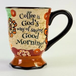 Divinity Coffee Mug Grace M Pullen Floral Religious 12oz Brown
